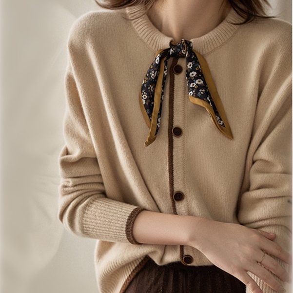 Áo cardigan cổ tròn thời trang Hàn Quốc dễ phối đồ