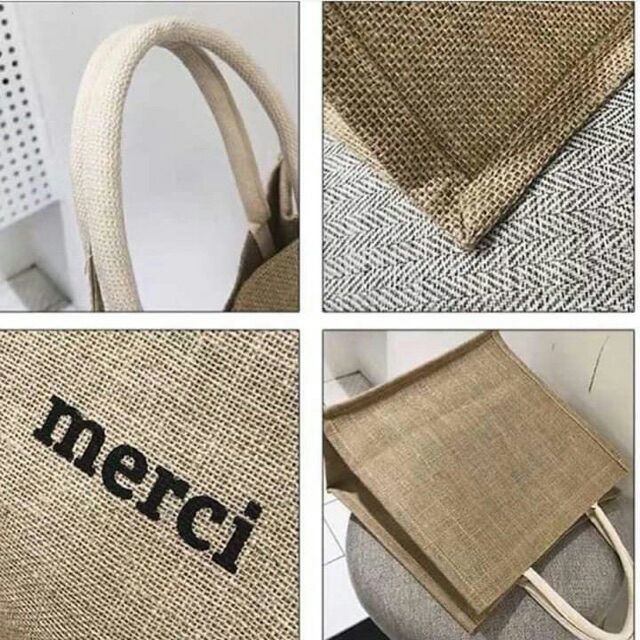 Túi cói Merci 35cm - túi cói đi biển giỏ xách nữ thời trang