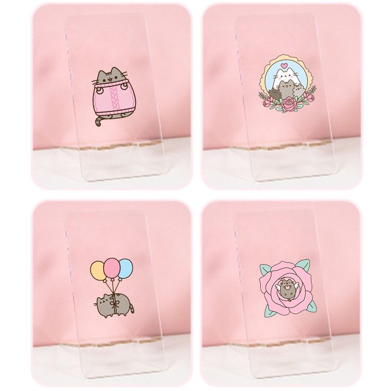 Giá đỡ điện thoại mica pusheen GDMC30 giá cute dễ thương trong suốt hoạt hình idol thần tượng