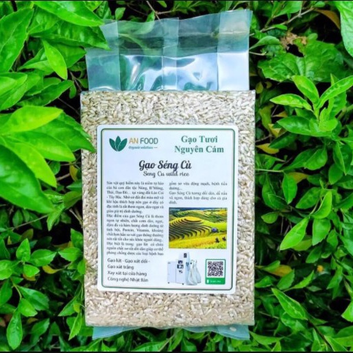 Gạo Séng Cù 1kg Anfood, gạo lứt tươi hữu cơ, dẻo thơm, bổ dưỡng