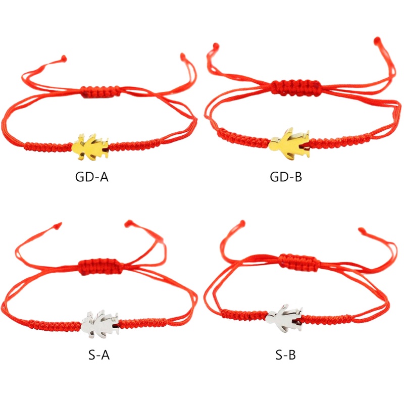 Vòng Tay Bện Dây Đỏ May Mắn Bằng Thép Không Gỉ Dễ Thương Cho Bạn Gái