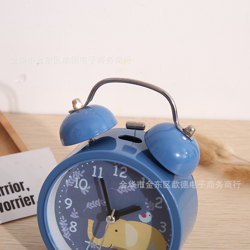 Đồng hồ báo thức cho bé có CHUÔNG ĐÔI TO, có đèn, đồng hồ kim loại hình cute đáng yêu – Lado Shop
