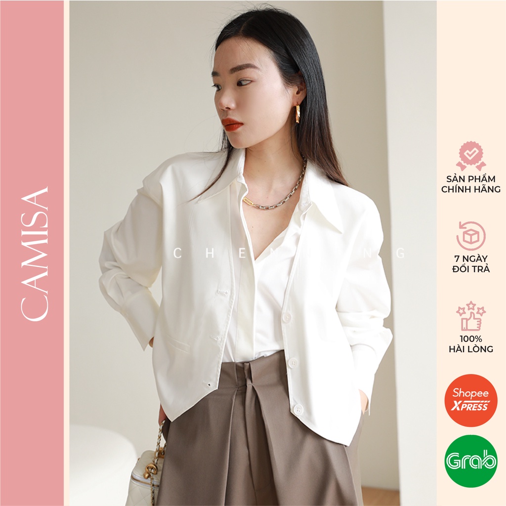 Áo Sơ Mi Nữ CAMISA Hai Lớp Mix Gile Thu Đông Thiết Kế Độc Đáo, Sơ Mi Trắng Đen Công Sở Nữ Kiểu Dài Tay Cao Cấp CM18