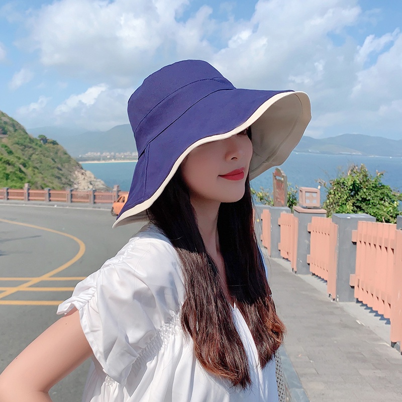 Mũ Vành Rộng Hai Mặt Chống Tia Uv Thời Trang Mùa Hè Dành Cho Nữ