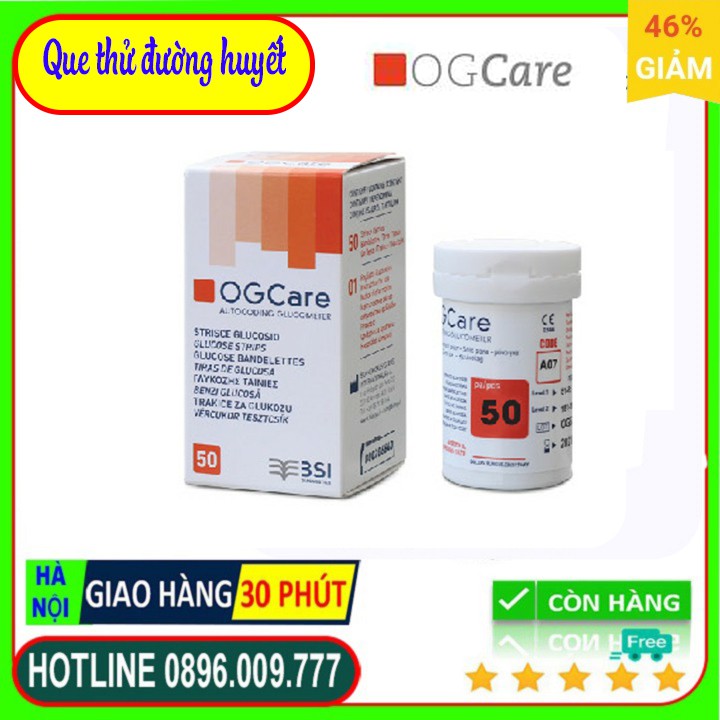 💥[Giá rẻ, Chạy SL] Que thử đường huyết OGCARE 50 QUE, hàng chuẩn hãng, date dài