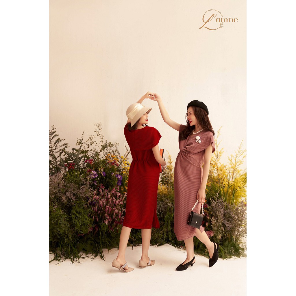 Đầm bầu đi tiệc Carol Dress chất liệu dập ly cao cấp dấu dáng được thiết kế bởi LAMME