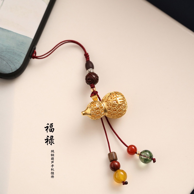 Mặt Dây Chuyền Điện Thoại Bằng Đồng Nguyên Chất Hình Hồ Lô Độc Đáo