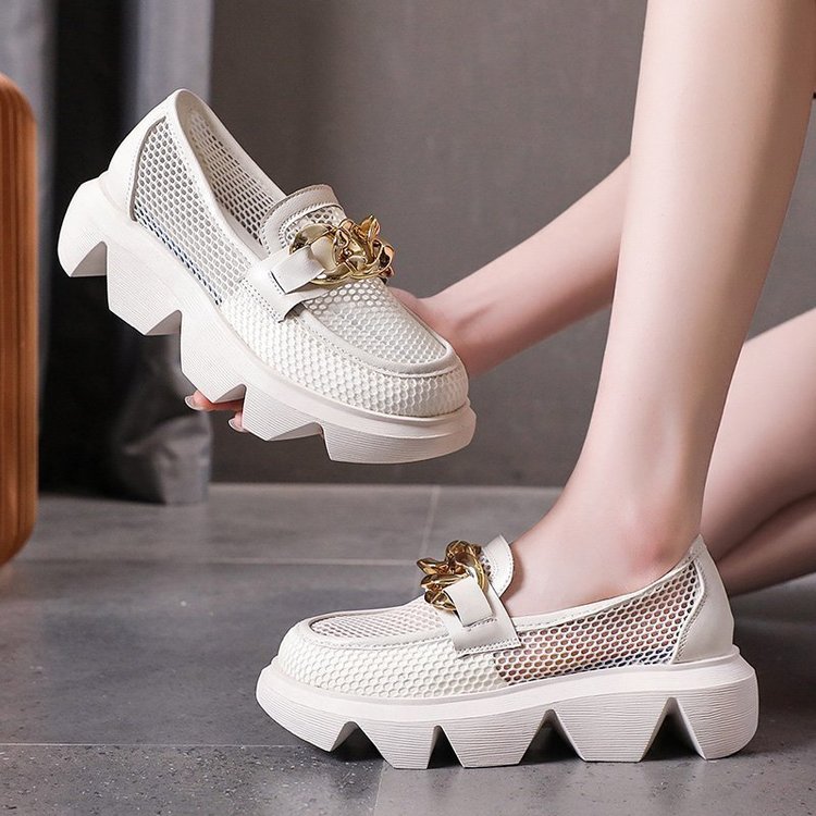 Fashionable Round Toe Sleeve Breathable Mid Heel Shoes for Women