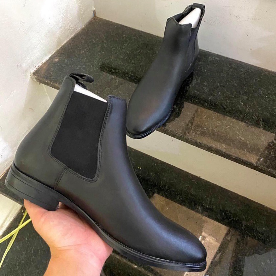 Giày Chelsea Boots cao cổ thời trang chất liệu da bò đế tăng 3.5cm chiều cao