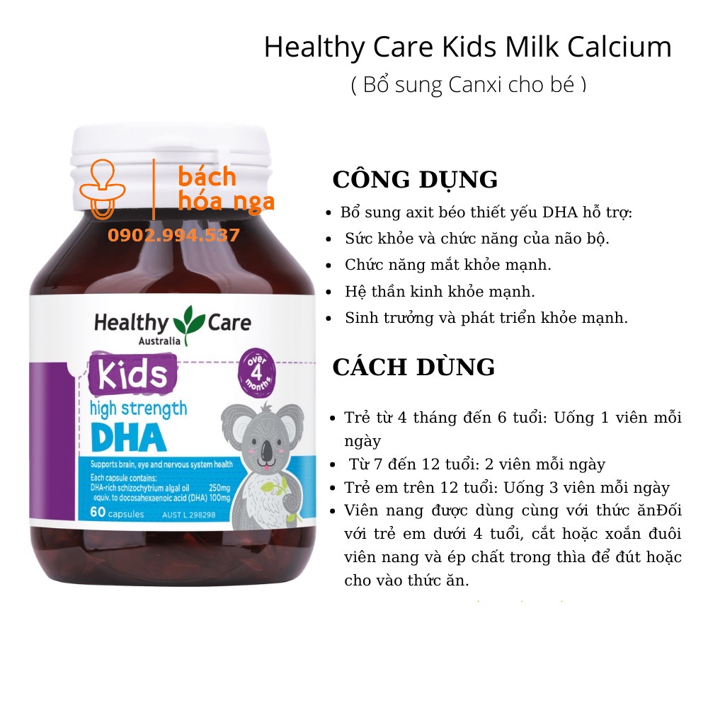 [Úc]Viên uống Canxi Healthy Care 60 viên (khử mùi tanh)