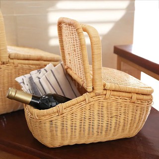 GIỎ MÂY PICNIC MÂY TRE ĐAN - HANDMADE - 3 size: 36x26x33cm & 41x29x35cm & 46x31x37cm