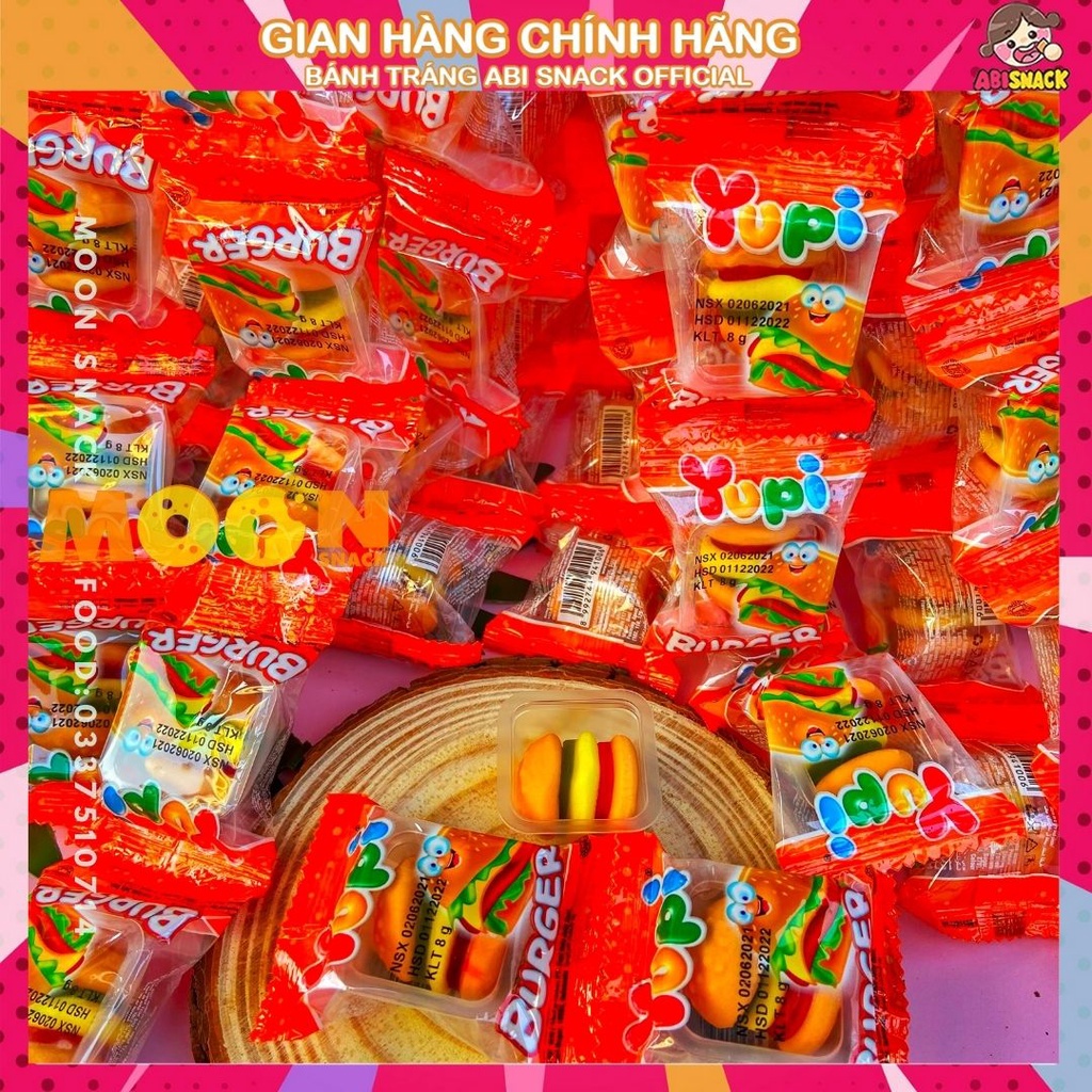 Set 1 Dây Kẹo dẻo Hamburger Yubi Gồm 10 gói-Món ăn tuổi thơ nhập khẩu Indonesia