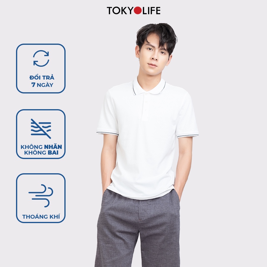Áo Polo Nam Cotton Cao Cấp, Basic Sang Trọng Lịch Lãm TOKYOLIFE cổ Đức không chân I7POL502G