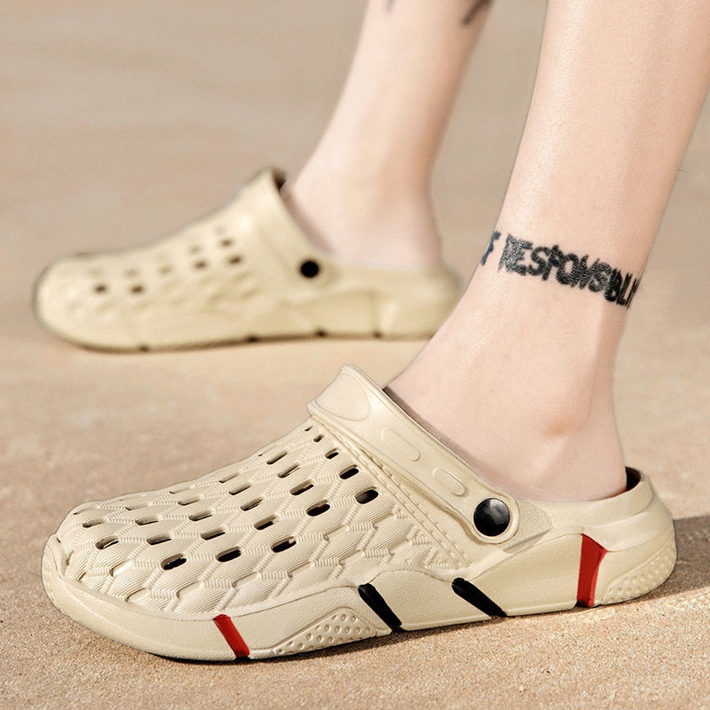 Dép bít mũi chống trượt in họa tiết chữ với 4 kiểu dáng tùy chọn có size lớn 36-47 cho nam