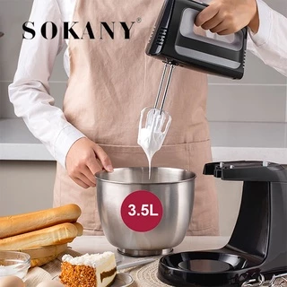 Máy nhào bột Sokany 400W, máy đánh trứng cầm tay kèm tô trộn 3.5L