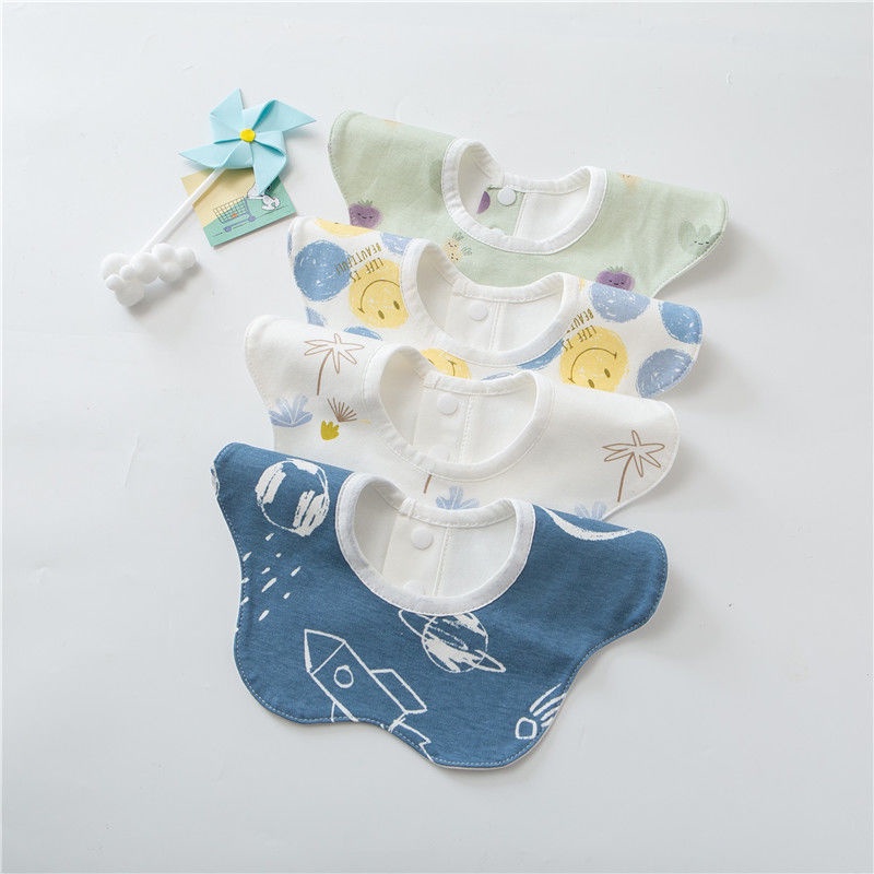 Yếm cotton tròn xoay 360 độ chống thấm hoạ tiết vintage cho bé
