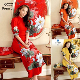 [CAO CẤP] Áo dài cách tân họa tiết hoa sen siêu đẹp AD270 vải lụa cao cấp [HÀNG XUẤT NHẬT-HÀN QUỐC]