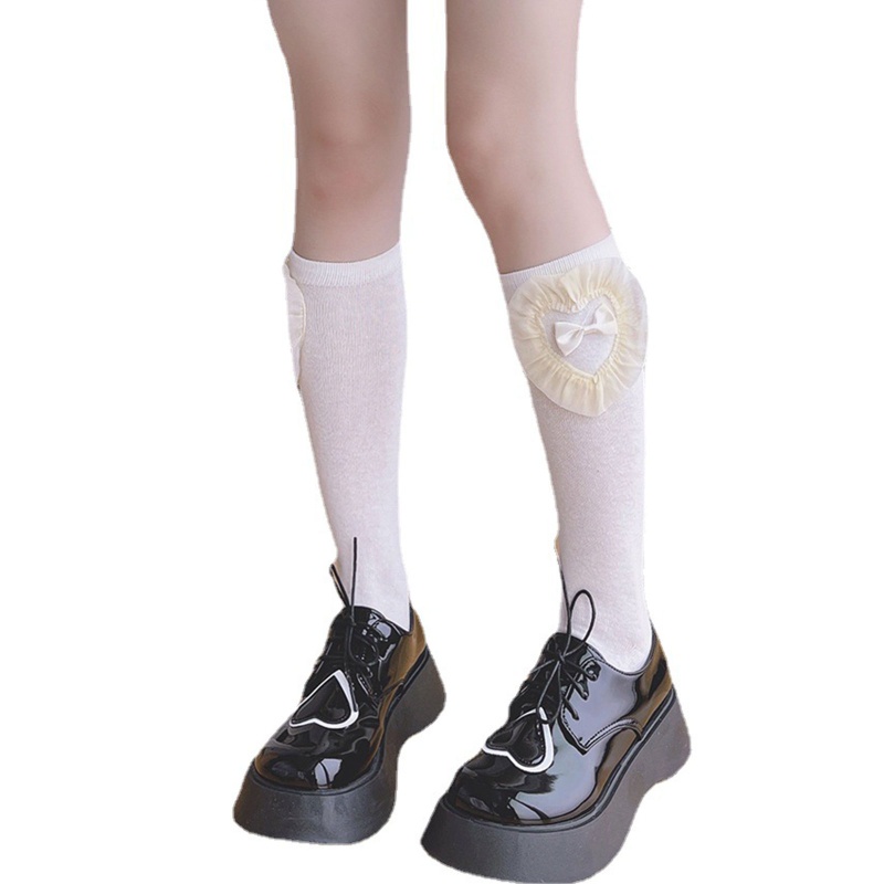 Vớ Dài Ngang Bắp Chân Hình Nơ Trái Tim Phong Cách Lolita Nhật Bản Dễ Thương Cho Nữ xiangbao