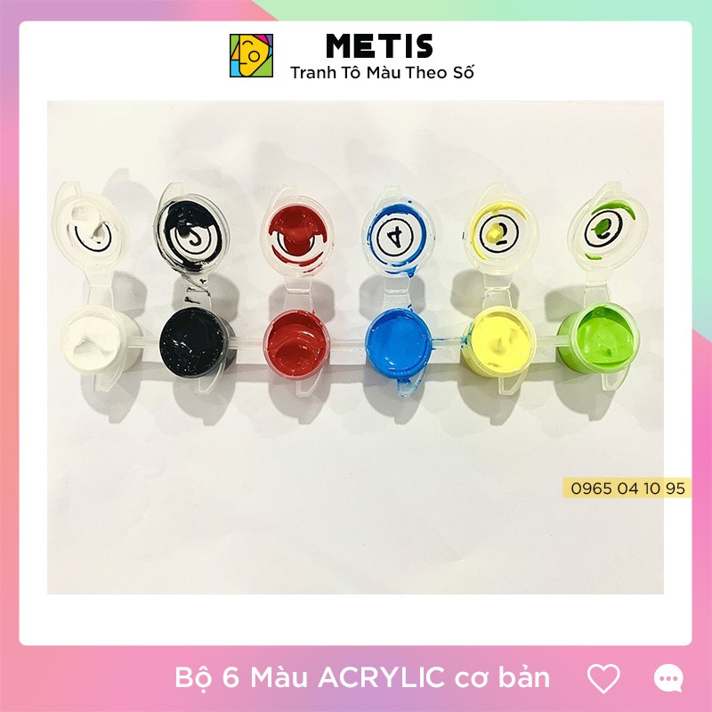 Bộ 6 Màu Acrylic Cơ Bản Tô Tranh Số Hoá Dung Tích 6ml