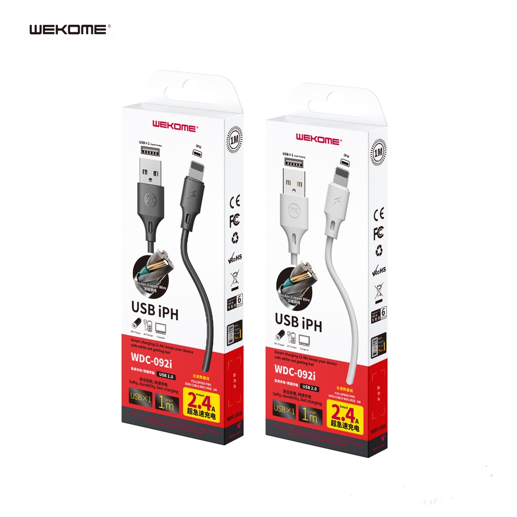 Cáp Sạc Điện Thoại , CNS.365 Đủ Dòng Chống Gãy Gập, Hàng Chính Hãng WEKOME - Dài 1m 2m Chuẩn 2.4A
