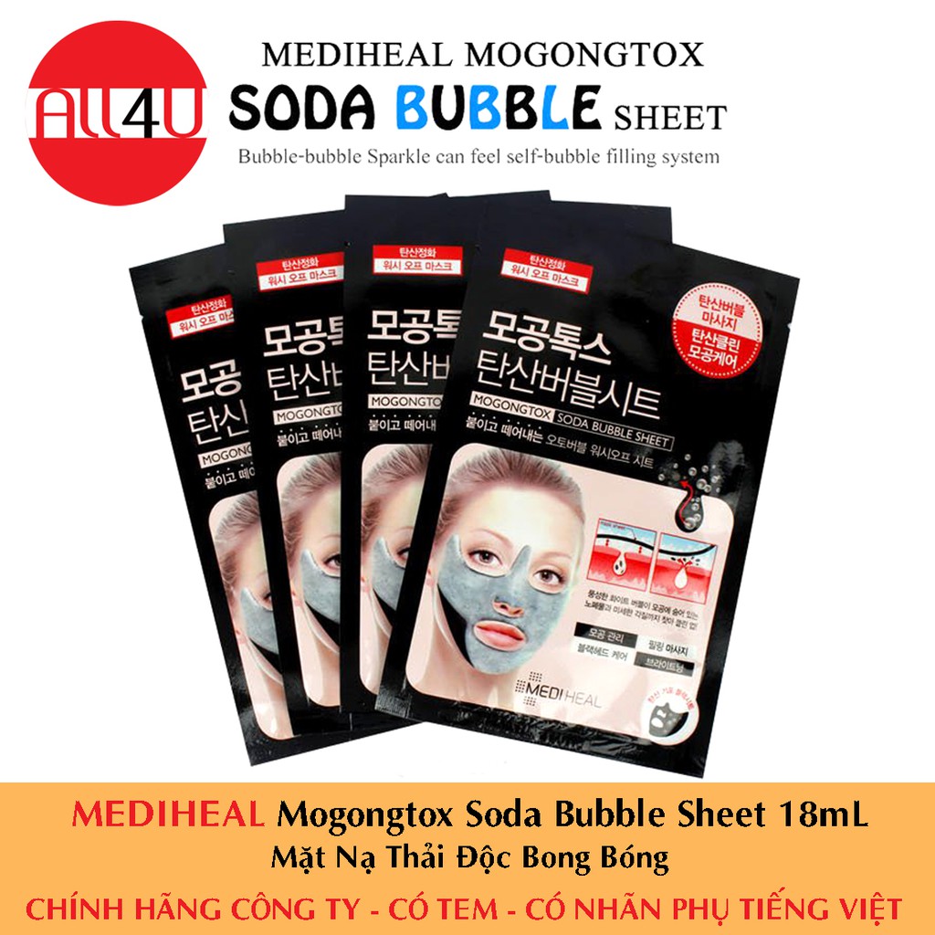 [MEDIHEAL VN] Mediheal Mogongtox Soda Bubble Sheet 18mL - Mặt Nạ Thải Độc Bong Bóng.