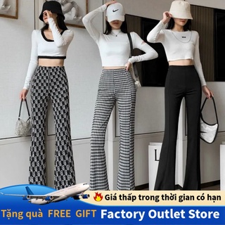 Quần ống loe dáng rộng lưng cao xẻ tà thời trang xuân hè cho nữ 2021