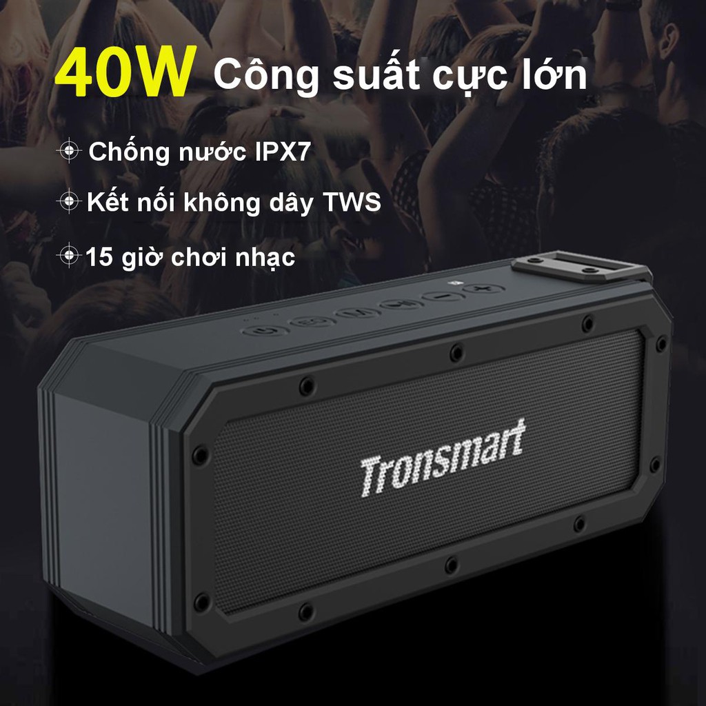Loa Bluetooth chống nước IPX7, công suất 40W, Pin 15h Tronsmart Element Force+