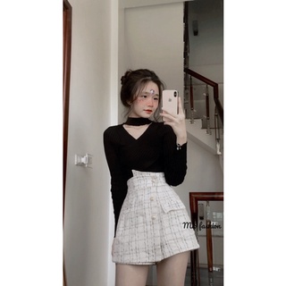 áo len tăm cổ v phối