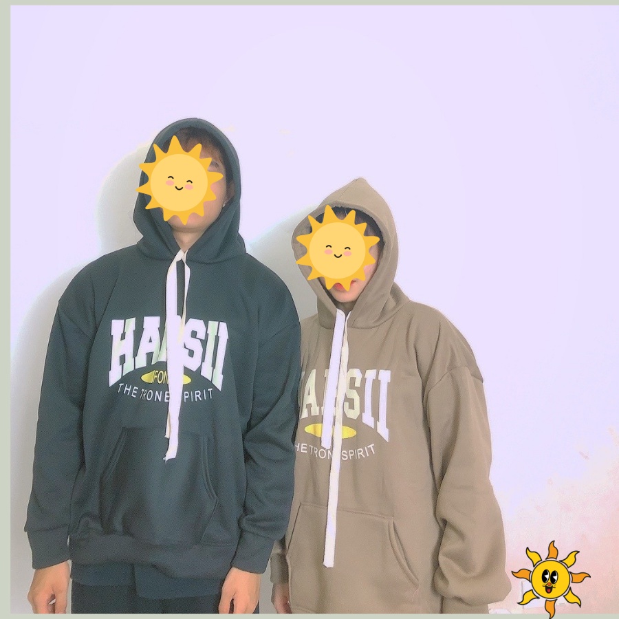 Áo Hoodie Nỉ bông Chữ Ngực HARSII, Áo hoodie mũ 2 lớp Form Rộng Tay Bồng, có 3 màu Đen, Xám, Nâu Vati shop