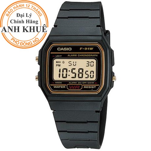 Đồng hồ dây nhựa huyền thoại Casio chính hãng Anh Khuê F-91 F-91WG-9QDF