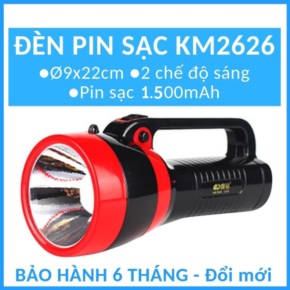 Đèn pin led sạc tích điện kiêm Đèn bàn Đèn ngoài trời dự phòng mất điện KM2626 / KM2651,loại pin trâu dễ sử dụng