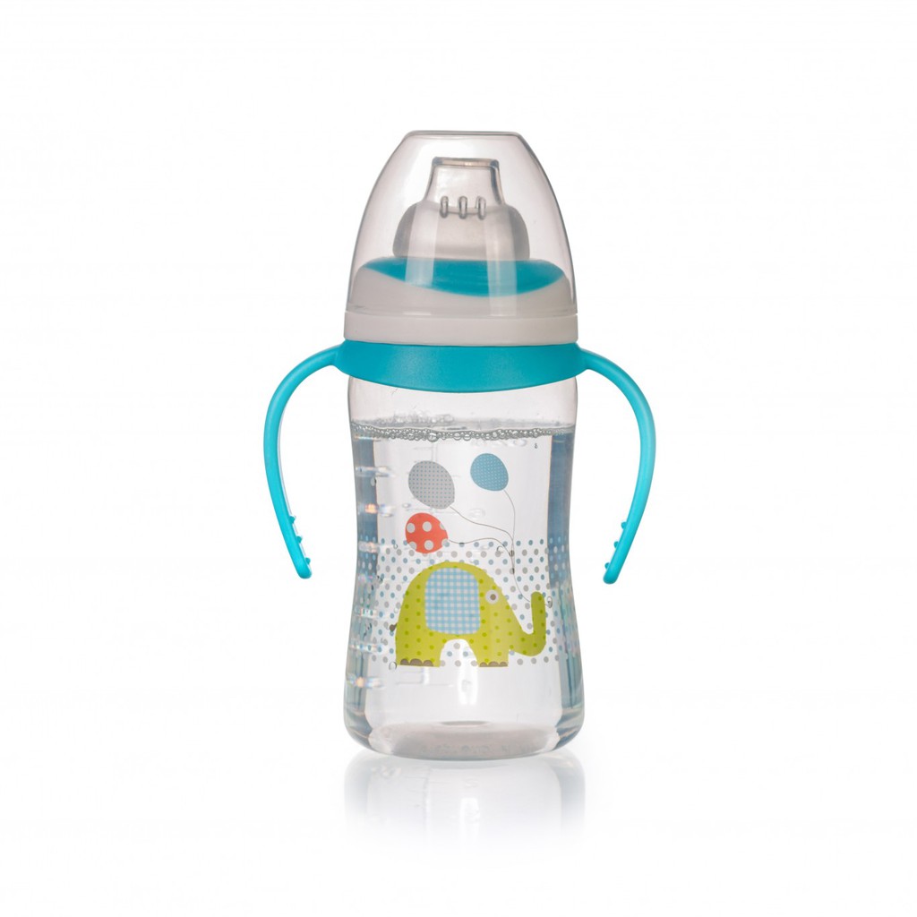 Bình uống nước 120ml / 250ml Upass có 2 tay cầm với núm hút mềm cho trẻ từ 4 tháng tuổi
