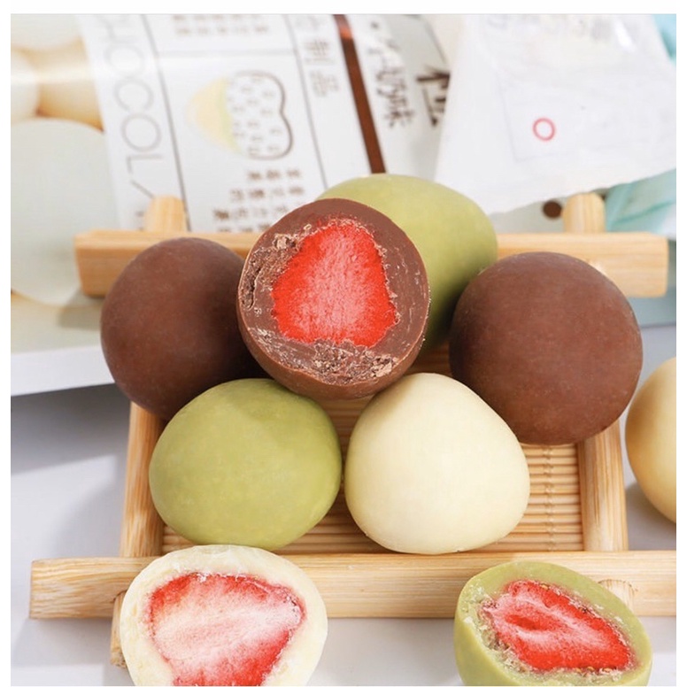 [ COMBO 3 GÓI]  SOCOLA BỌC DÂU TÂY 🍓 10 VIÊN 3 VỊ TRUYỀN THỐNG, MATCHA, SỮA - ĐỒ ĂN VẶT