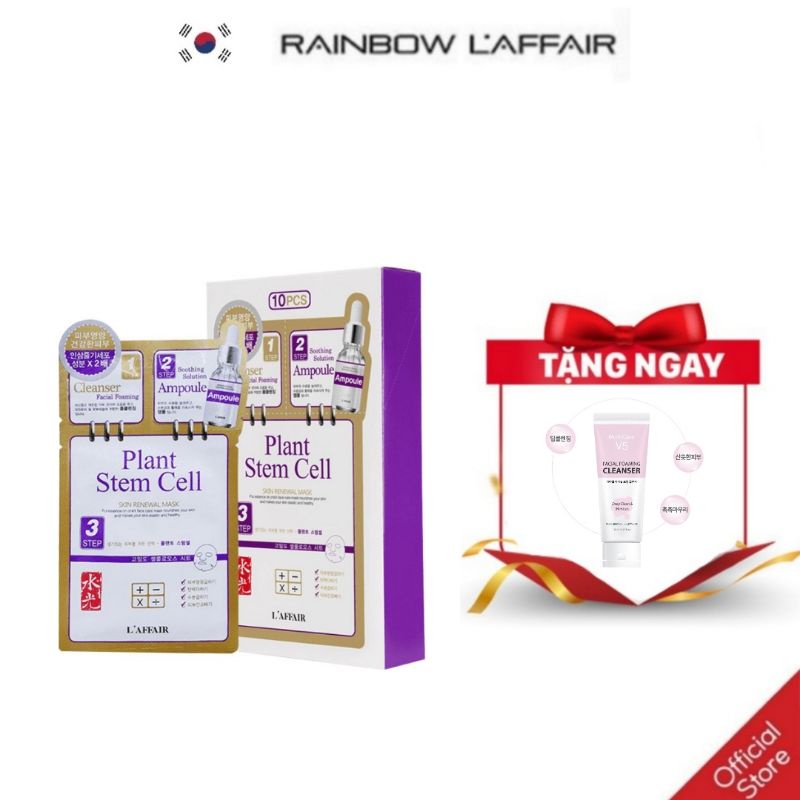 Combo 10 sữa rửa mặt, ampoule, mặt nạ tái tạo, phục hồi cho da sau lăn kim, laser da Rainbow L'affair Plant Stem 10x28ml