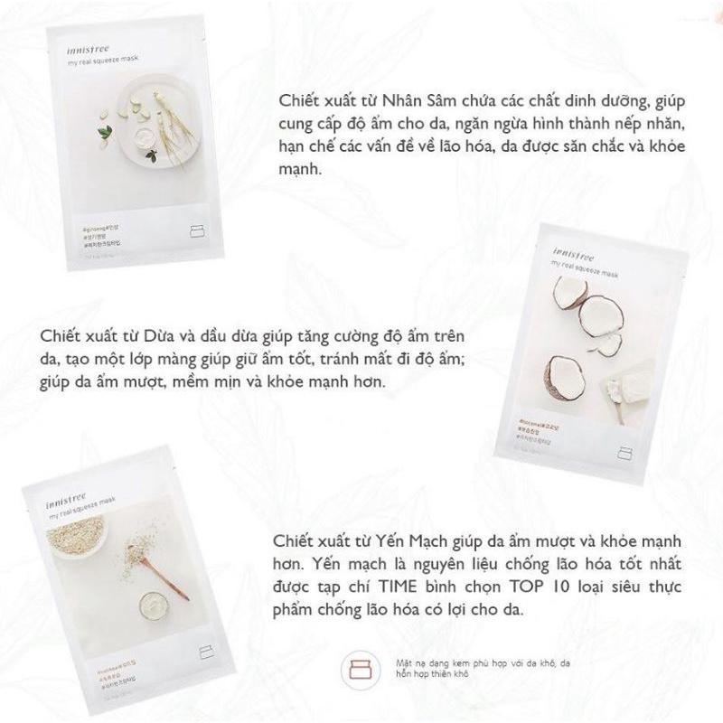 Mặt Nạ Innissfree _ Mặt Nạ My Real Squeez Mask (Lẻ Miếng 18 vị) | BigBuy360 - bigbuy360.vn
