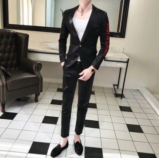 Bộ vest nam vải phi bóng