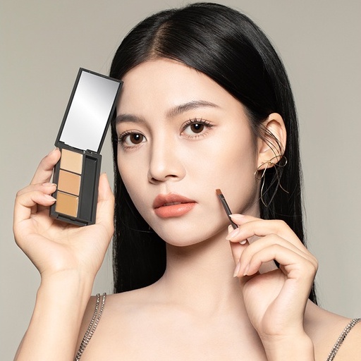 Bảng phấn che khuyết điểm UNNY CLUB 3 màu sắc phủ quầng thâm lỗ chân lông cấp ẩm chống thấm nước lâu trôi 3.3g