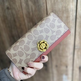 Ví Coach dài khoá hoa trà giả cổ đẹp