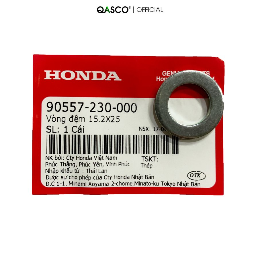 Vòng đệm 15.2X25 HONDA Msx 125  QA(90557230000) _( 1424)
