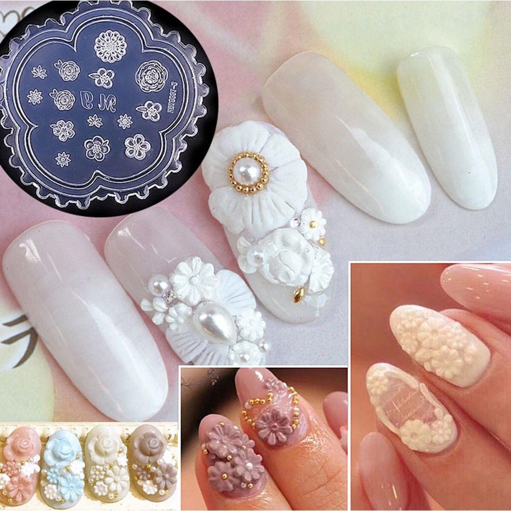 OCEANMAP Khuôn Silicone Làm Móng Tay 3D Hình Hoa Cúc Xinh Xắn