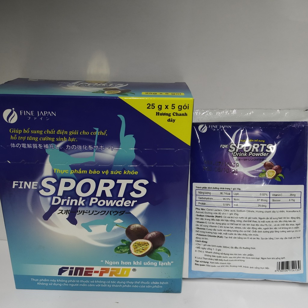 Bù nước điện giải Sport Drink Powder 25gx5 gói hương chanh dây