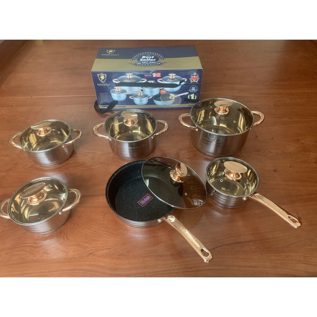 BỘ NỒI ĐỨC KAISA VILLA GỒM 6 MÓN 12 CHI TIẾT ĐÁY 9 LỚP(KV-6618)