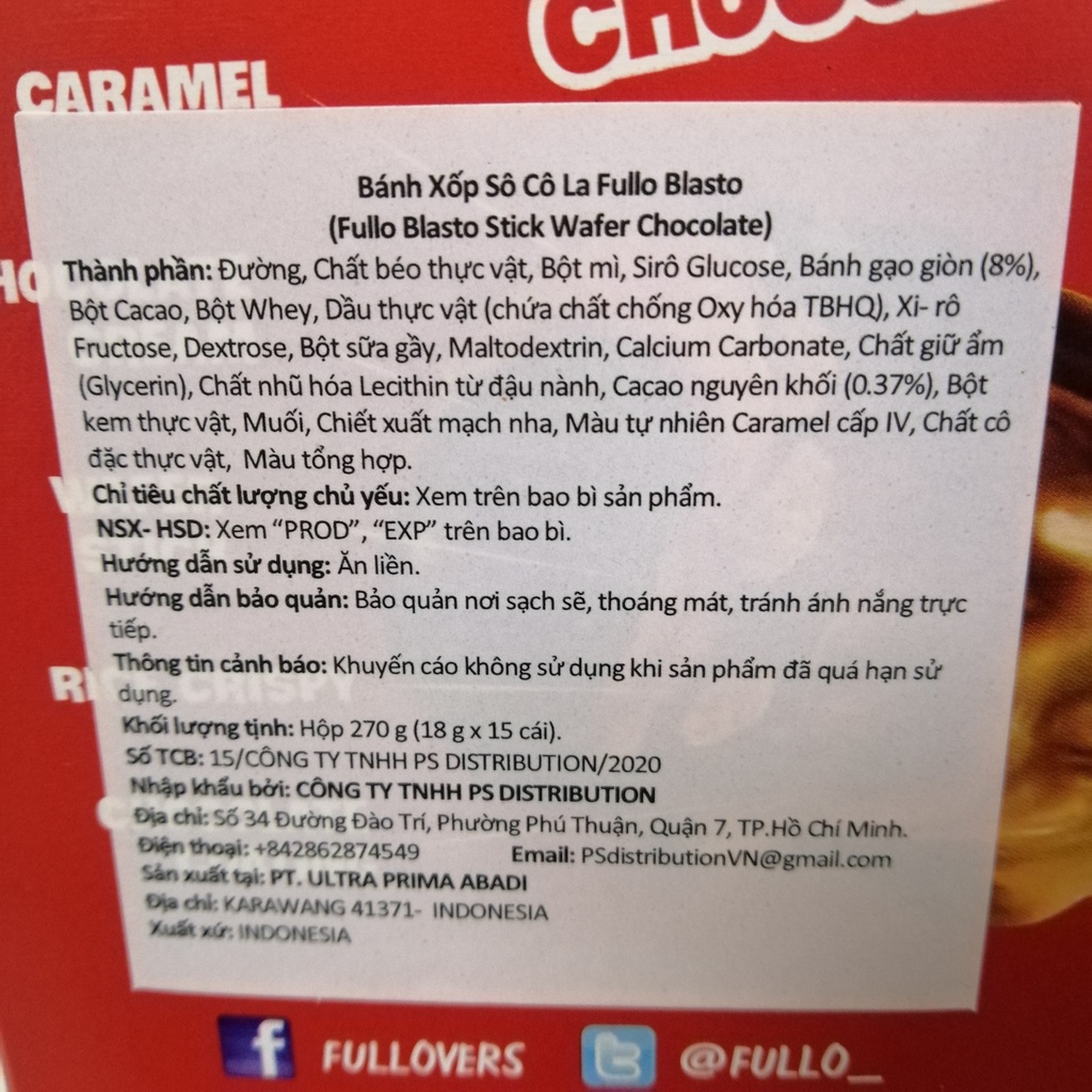 Bánh Xốp Sôcôla Fullo Blasto (Hộp 15 cái)