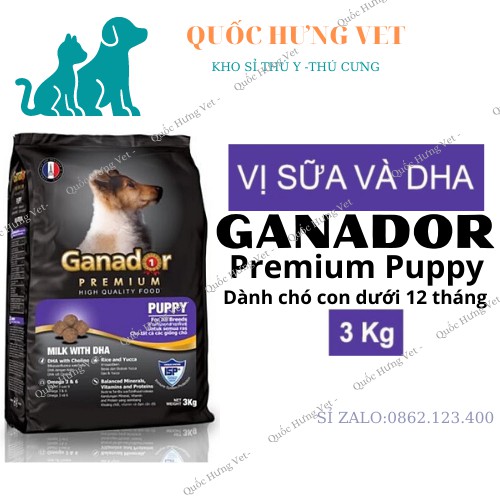 Thức Ăn Hạt Khô Ganador Cho Chó Con, Chó Lớn 3kg