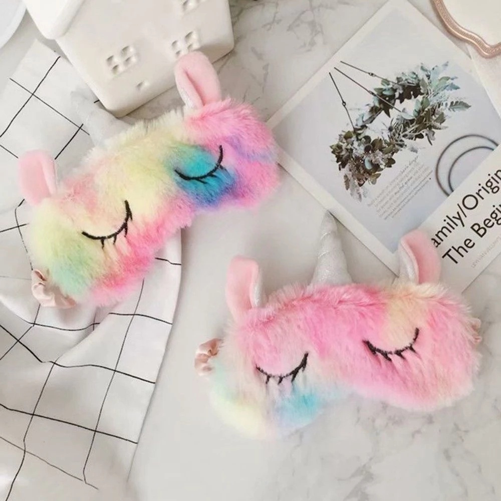 Dễ Thương (Hàng Mới Về) Bịt Mắt Ngủ Hình Kỳ Lân Nhồi Bông Mềm Mại Nhiều Màu Sắc