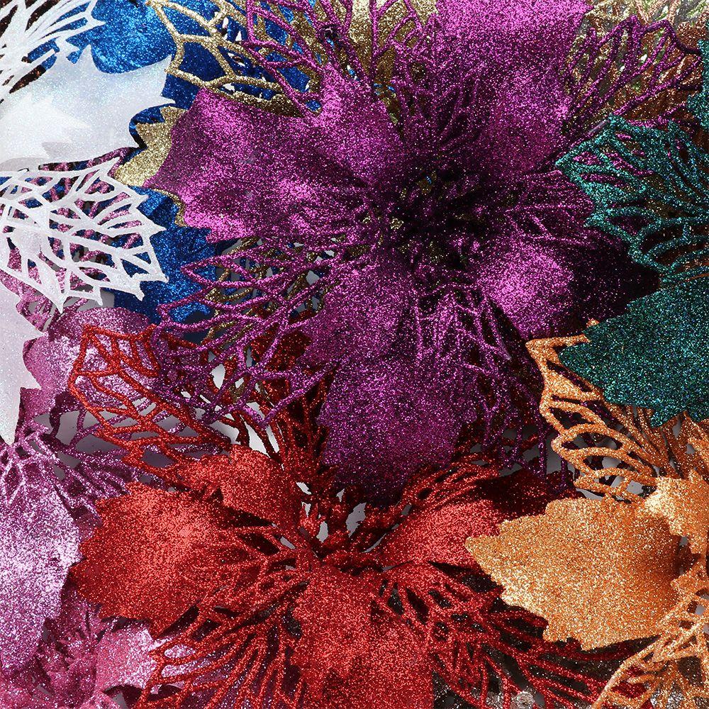 YNATURAL Hoa Giả Trang Trí Cây Thông Giáng Sinh Lấp Lánh Mới