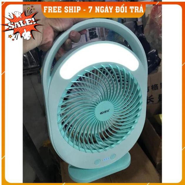 Quạt tích điện, quạt sạc điện đa năng 2in1 kèm đèn led siêu sáng KM-F0366