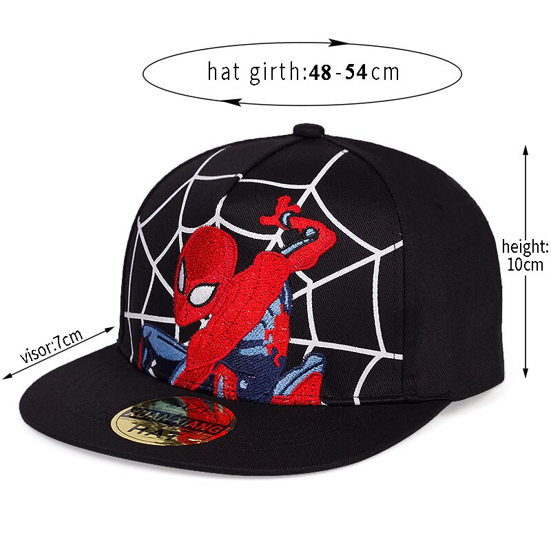 Mũ bóng chày họa tiết Marvel Spider Man phong cách hip hop có thể điều chỉnh dành cho bé trai