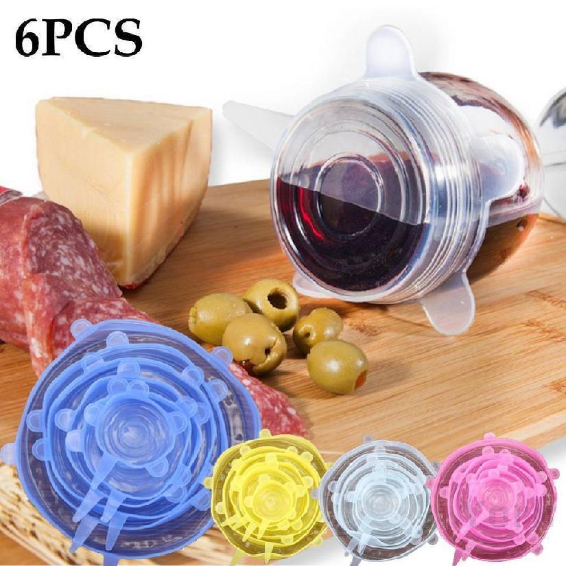 Set 6 nắp silicon đậy bát thức ăn đa năng tiện dụng