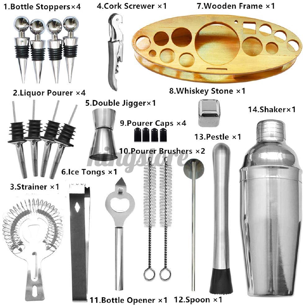 Cocktail Making Set 23Pc/Set Cocktail Shaker Bar Set Mixer Making Kit Gift Bartender Stainless Steel